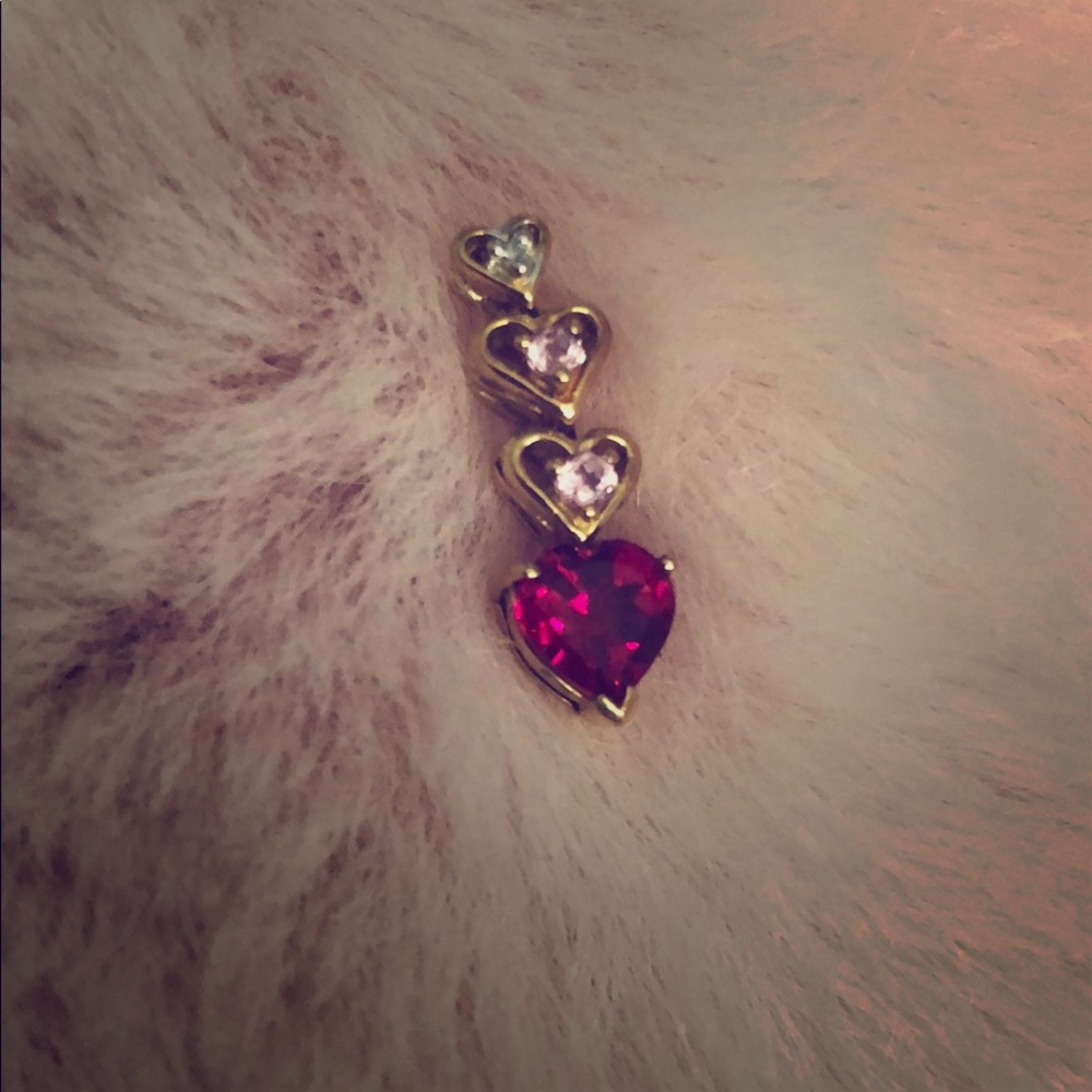 10k gold and heart ruby pendant